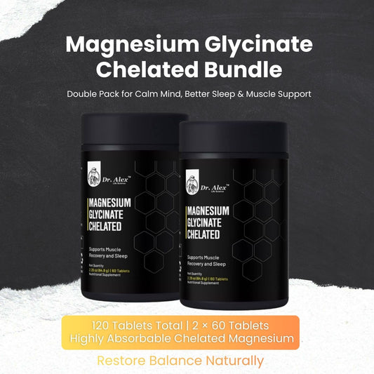 Daily Magnesium Glycinate Supplement | Double Pack | 120 Tablets