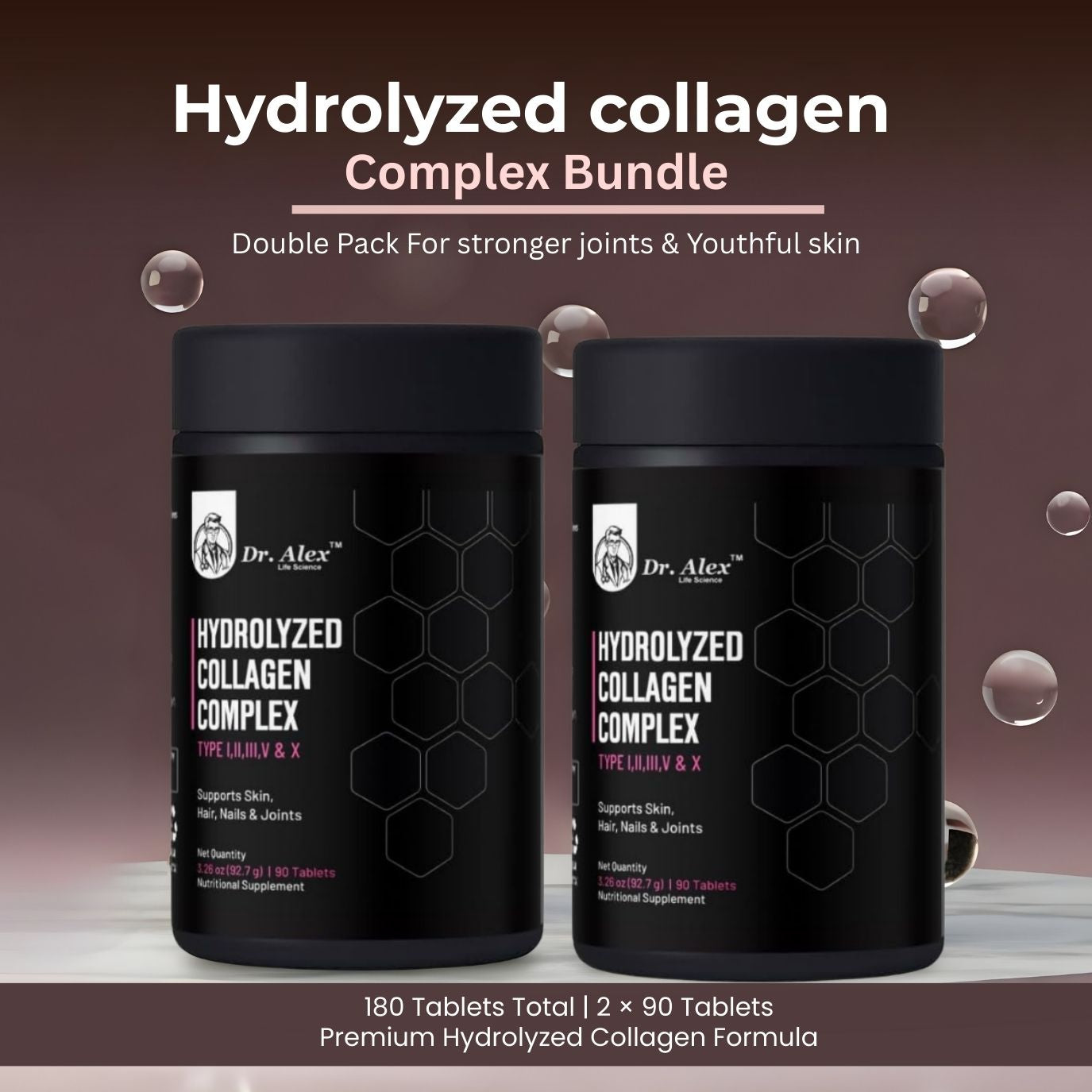 Hydrolyzed Collagen Complex Bundle| 180 Tablets| Double Pack