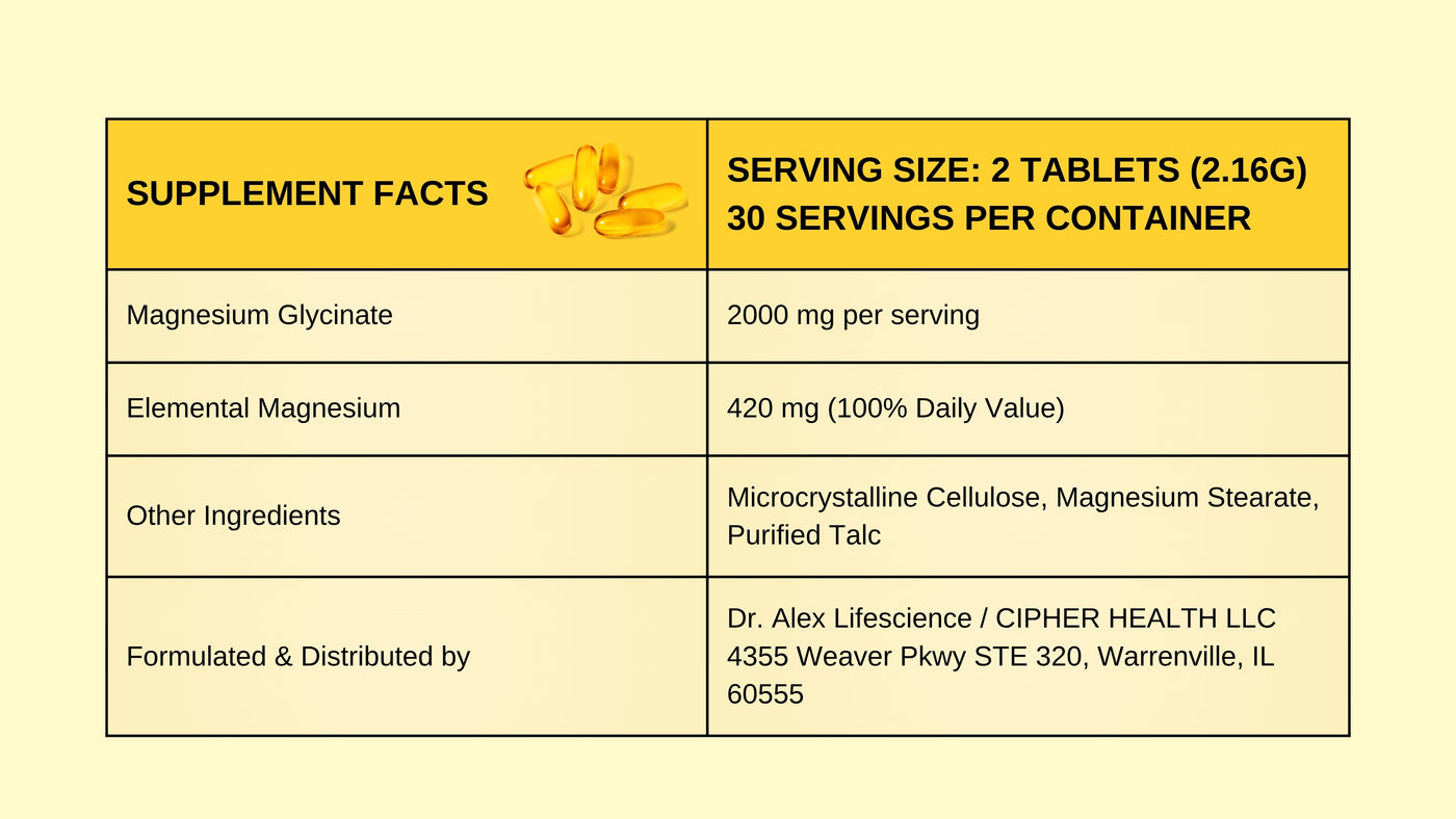 Daily Wellness Magnesium Glycinate | 60 Tablets | Daily Supplement Pack